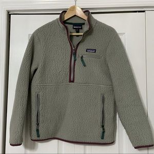 Patagonia Gray Fleece Pullover with Burgundy Trim